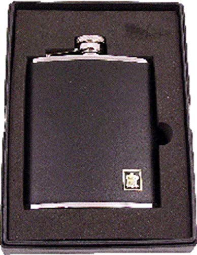 Flasque personnalisable en cuir noir gravée prénom 183ml