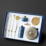 9-teiliges Kupfer-Weihrauchbrenner-Set (kein Weihrauch), einschließlich Weihrauchlöffel + Weihrauchpresse + Weihrauchschaufel + Weihrauchformgriff + Weihrauchkegelherstellungsform usw
