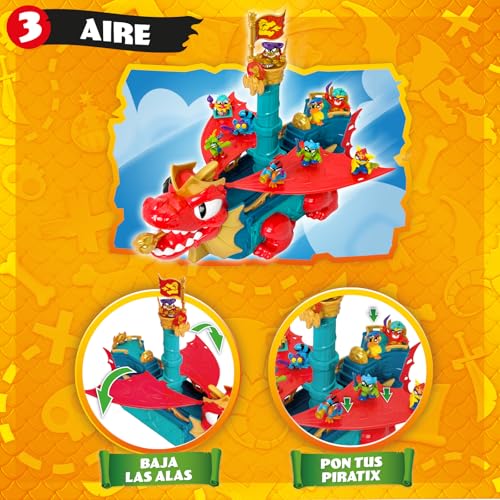 Miniatura 10 de Piratix Dragon Ship Barco Dragón De Piratix Todo Terreno 3 En 1: Tierra, Mar Y Aire. Contiene 1 Barco Dragón, 1 Piratix Exclusivo, 1 Tesoro Exclusivo, 1 Bandera Y 1 Proyectil