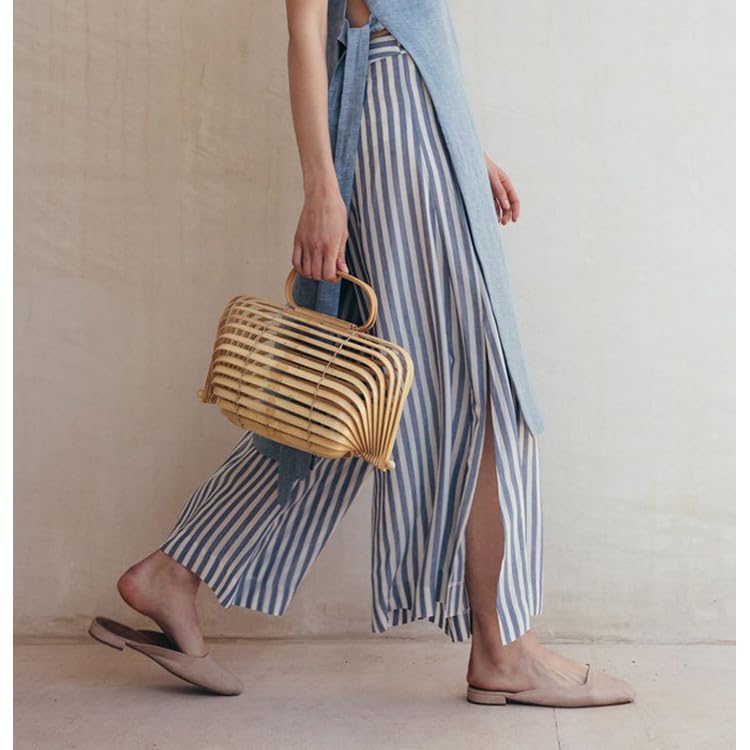 Bolso Tote de Bambú Grande, Hecho a Mano, Natural miniatura 2