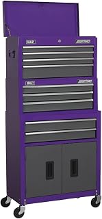 Sealey Topchest, Mid-Box & Rollcab 9 Drawer Stack - Purple - AP2200BBCPSTACK