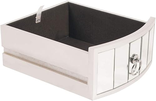 Miniatura 110 de SSLine Mesa auxiliar cuadrada con espejo con luces LED, mesita de noche con espejo, mesa auxiliar de espejo con acabado plateado para dormitorio,