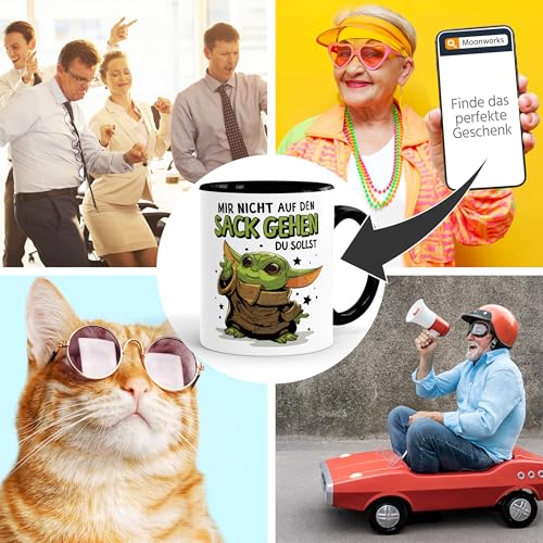 MoonWorks Kaffee-Tasse mit Spruch Mir nicht auf den Sack gehen du sollst Baby Bürotasse lustige Kaffeebecher Weiss-innen-schwarz standard – Ansicht 6