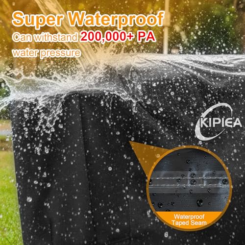 Image of Kipiea 600D Heavy Duty Pellet Grill Cover for Pit Boss Lexington & 500FB, Waterproof Wood Pellet Smoker Cover with Windproof Buckles, UV Resistant, No Tear, No Fading