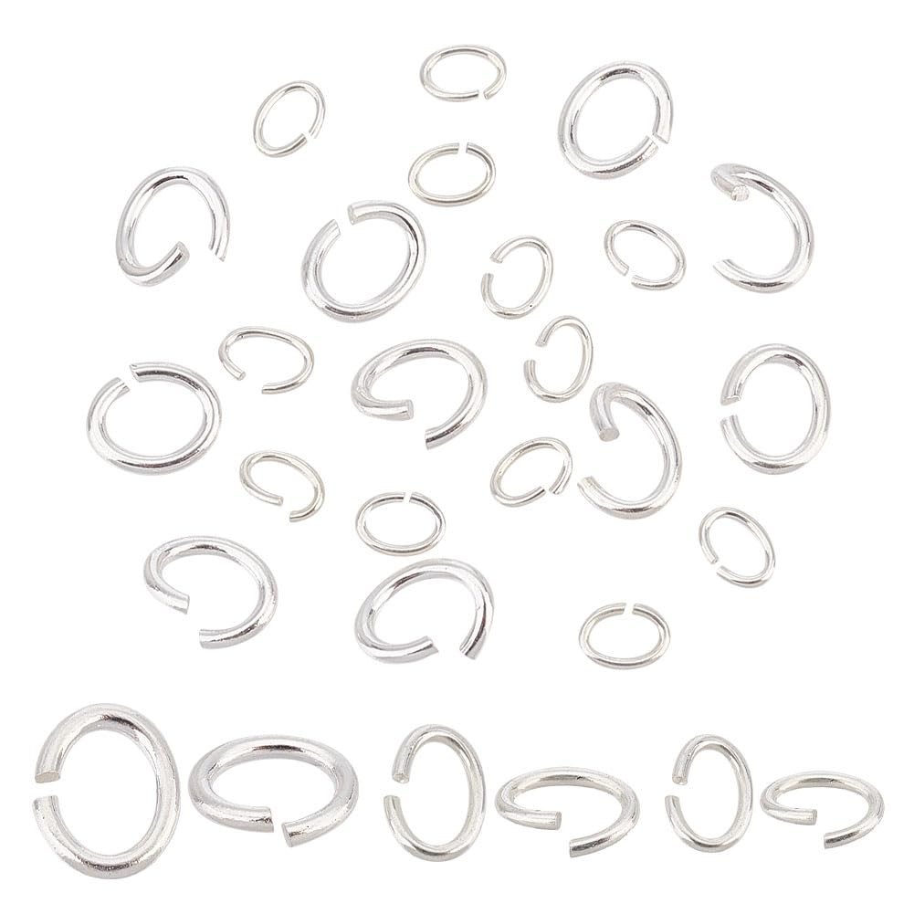AHANDMAKER 30 Pcs Silver Open Jump Rings, 3 Sizes 925 Sterling Silver Jump Rings, Oval Linking Rings, Jewelry Rings Connectors for Earring Necklace Bracelet Keychain DIY Jewelry Making