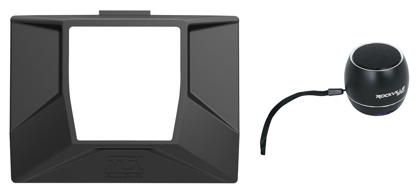 Audiosavings Bundle: (1) MTX MUDRZRDK Dash Kit for AWMC3 Bluetooth Receiver for Polaris RZR ATV/UTV Bundle with (1) Rockville RPB2-BLACK Handheld Wireless Portable Bluetooth Speaker Sound (Items 2)