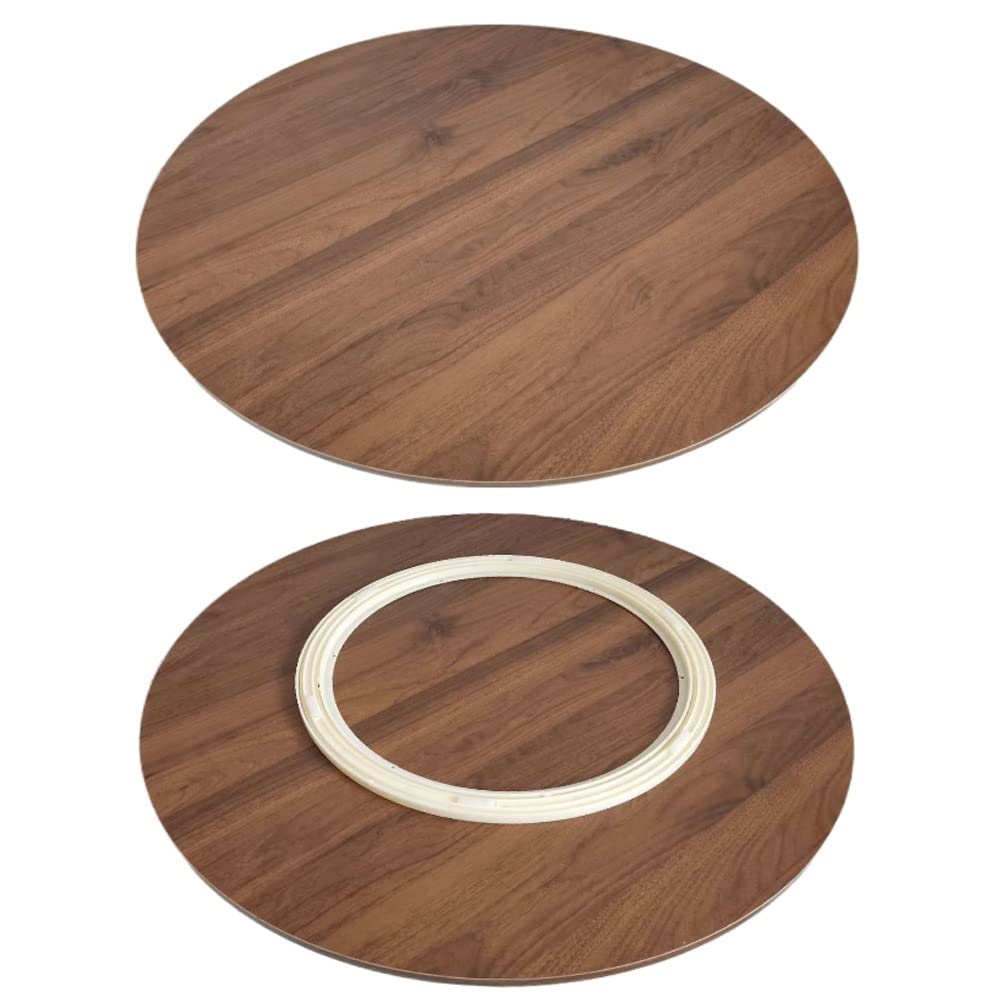 Tocadiscos de madera, bandeja giratoria con textura de mármol, mesa de comedor de cocina, plato giratorio para servir, protege la encimera, rústico
