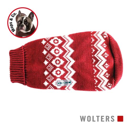 Wolters Norweger Pullover für Mops&Co., Größe:30 cm, Farbe:rot/Weiss
