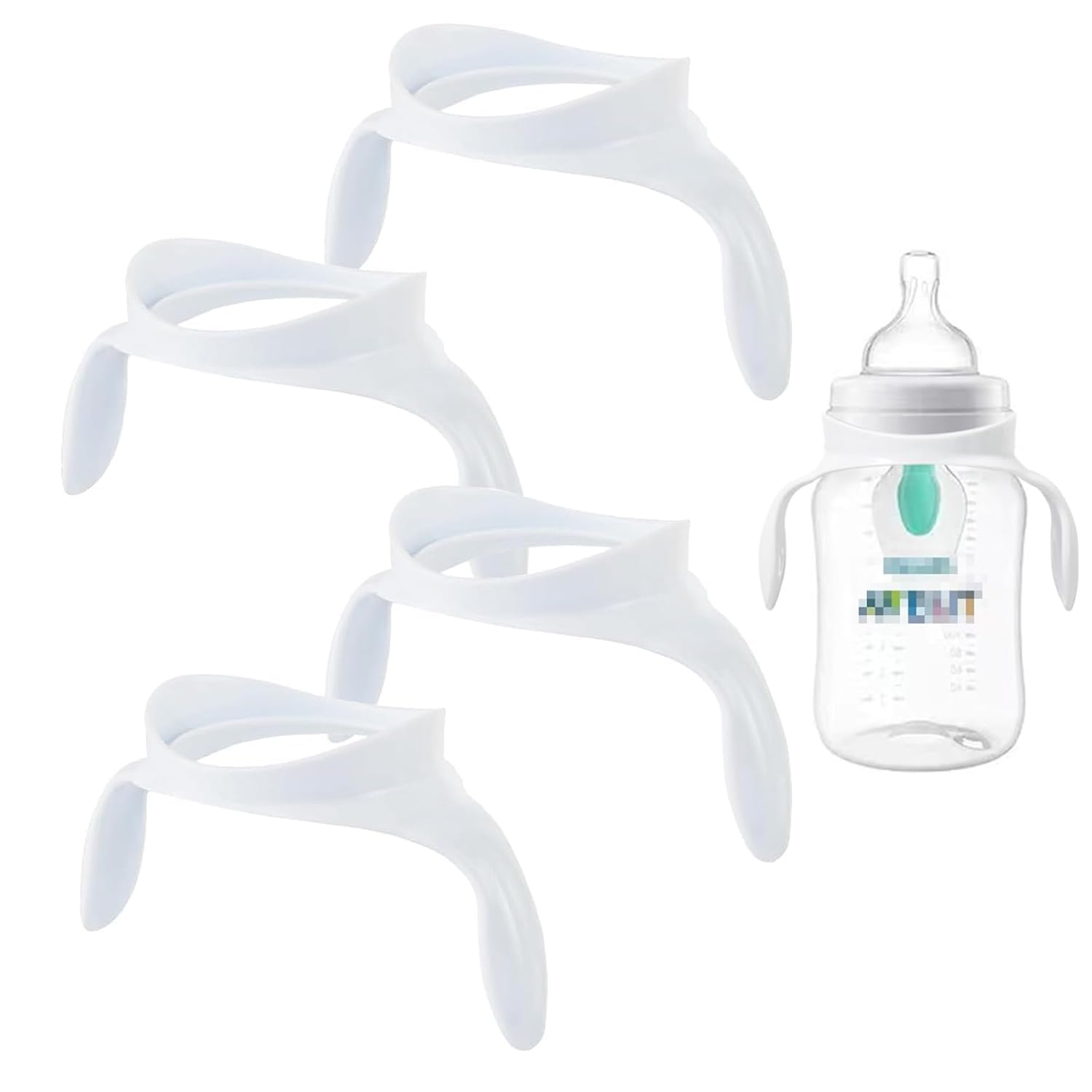 Baby Bottle Handles Compatible with Philips Avent Anti-Colic and AirFree Vent Baby Bottles, Compatible Avent Bottle Holder,4 Count (White)