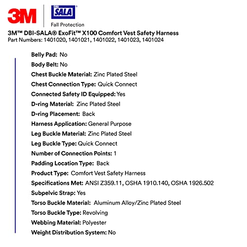 Image of 3M DBI-SALA ExoFit X100 Comfort Construction Positioning Safety Harness
