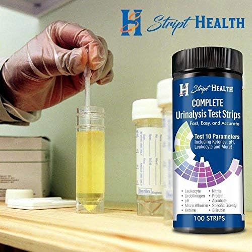 Urine Test Strips - Stript Health 10 Parameter Complete Urinalysis Testing 100ct, Urinary Tract Infection Strips ( UTI ) Ketones - Protein - pH - Great for Easy Testing Kidney, Liver, Ketosis & Paleo