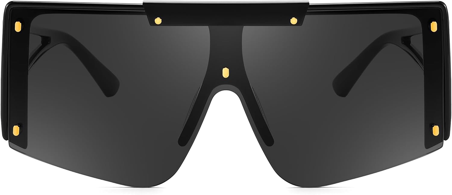 FEISEDY Women Sunglasses, Oversized Square Flat Top Shield Shades for Men B4060 - Image 2