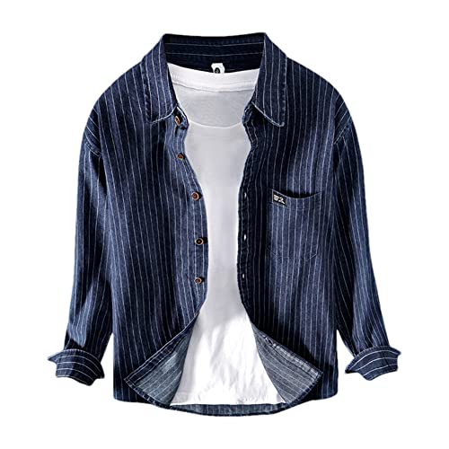 Chemise à rayures vintage homme Vsadsau bleu L coupe fine
