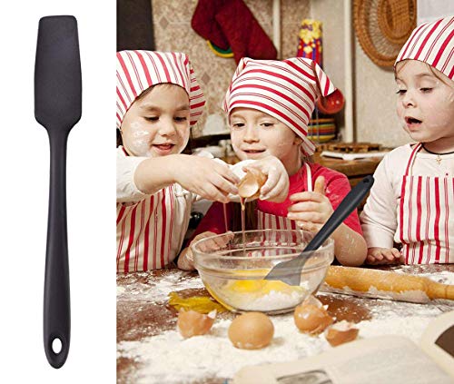 Image of P-Plus International Silicone Spatula Set 4-pcs - 446ºF Heat-Resistant Baking Spoon Spatula - Seamless One-Piece Design Easy to Clean - Non-Stick Silicone Stainless Steel Core (Spatula 4A Black)