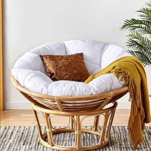 Cojín redondo extra grande impermeable de 150 cm, cojín de asiento para hamaca con relleno para silla de huevo y balancín, cojín de jardín extraíble con cremallera para comodidad al aire libre