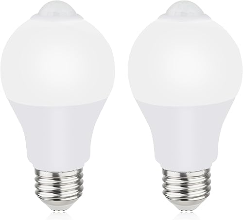 Bombillas con sensor de movimiento para interiores y exteriores, bombilla LED con detector de movimiento A19 de 9 W, equivalente a 60 vatios, luz