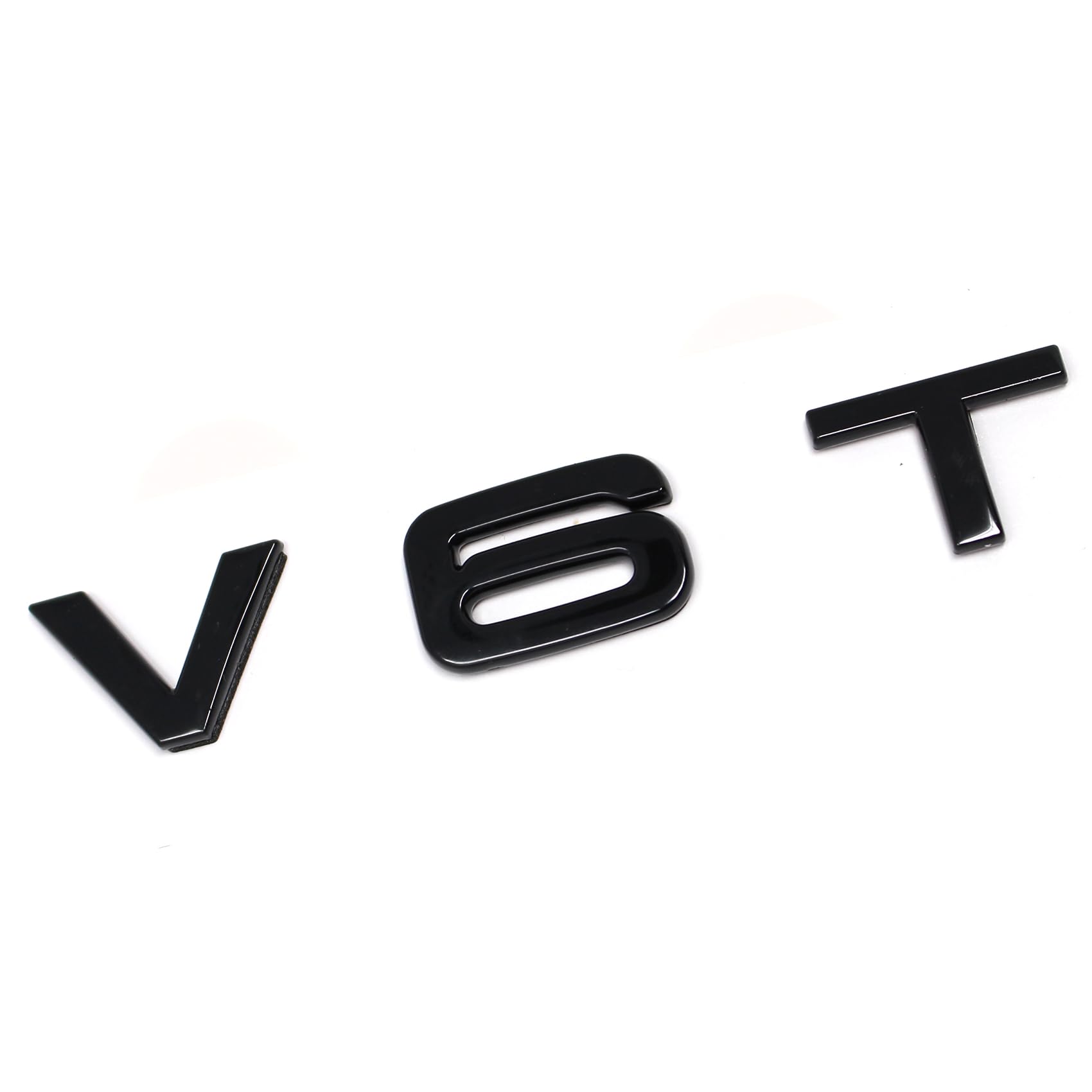 VmG-Store Emblème V6T en Plastique avec Dos adhésif en Mousse (V6T, Noir Brillant)