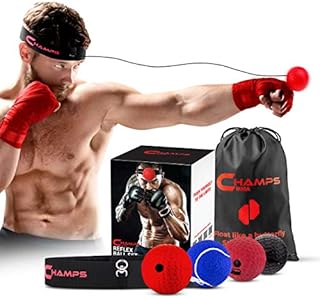 Boxing Reflex Balls Set of 4 – Boxing Ball MMA Gear of with Varying Weights with Adjustable Headband and 4 Spare Strings to Improve Speed and Hand-Eye Coordination for Men, Kids Boxing Equipment