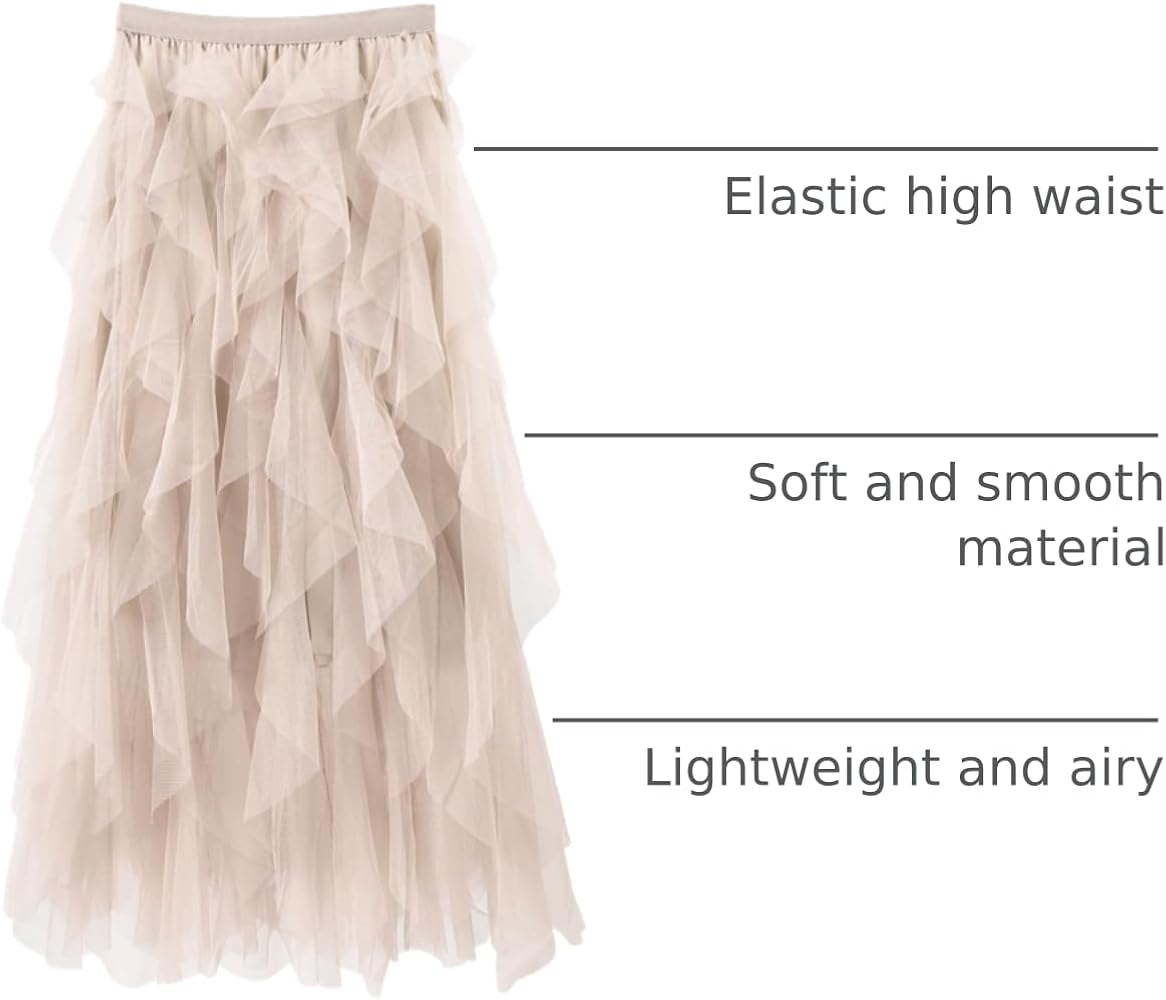 今週限定　lig. tulle skirt Amazon.com: Women Mesh Tulle Long Skirt Heart Printed High
