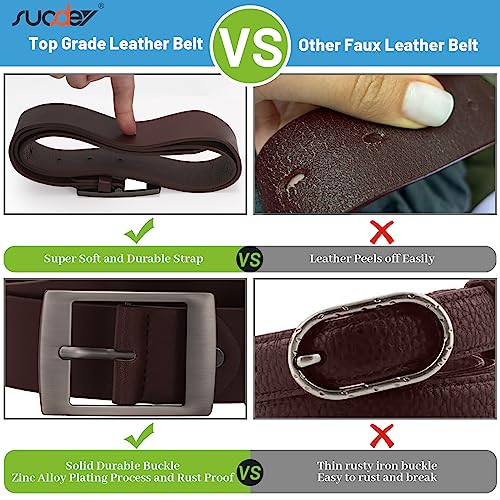 SUOSDEY Fashion Womens Leather Belts,Wide Waist Belt with Pin Buckle for Jeans Pants Dresses,1.5" width4