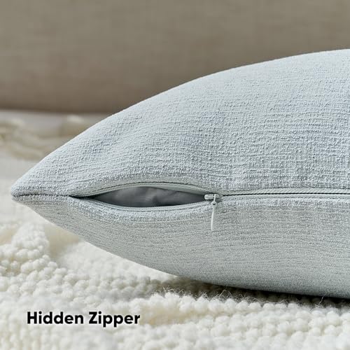 FUTEI Dusty Blue Chenille Decorative Throw Pillow Covers 26x26 Inch Set of 2,Soft Cozy Faux Linen Textured Euro Pillow Shams,Farmhouse Home Decor for Couch Living Room
