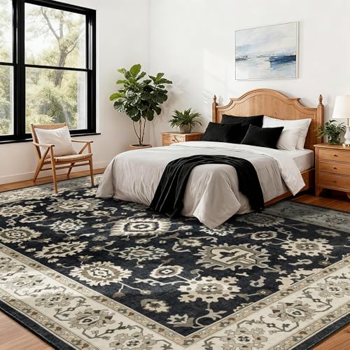 Tapete Vintage 8x10 Boho Oscuro Antideslizante Lavable miniatura 5