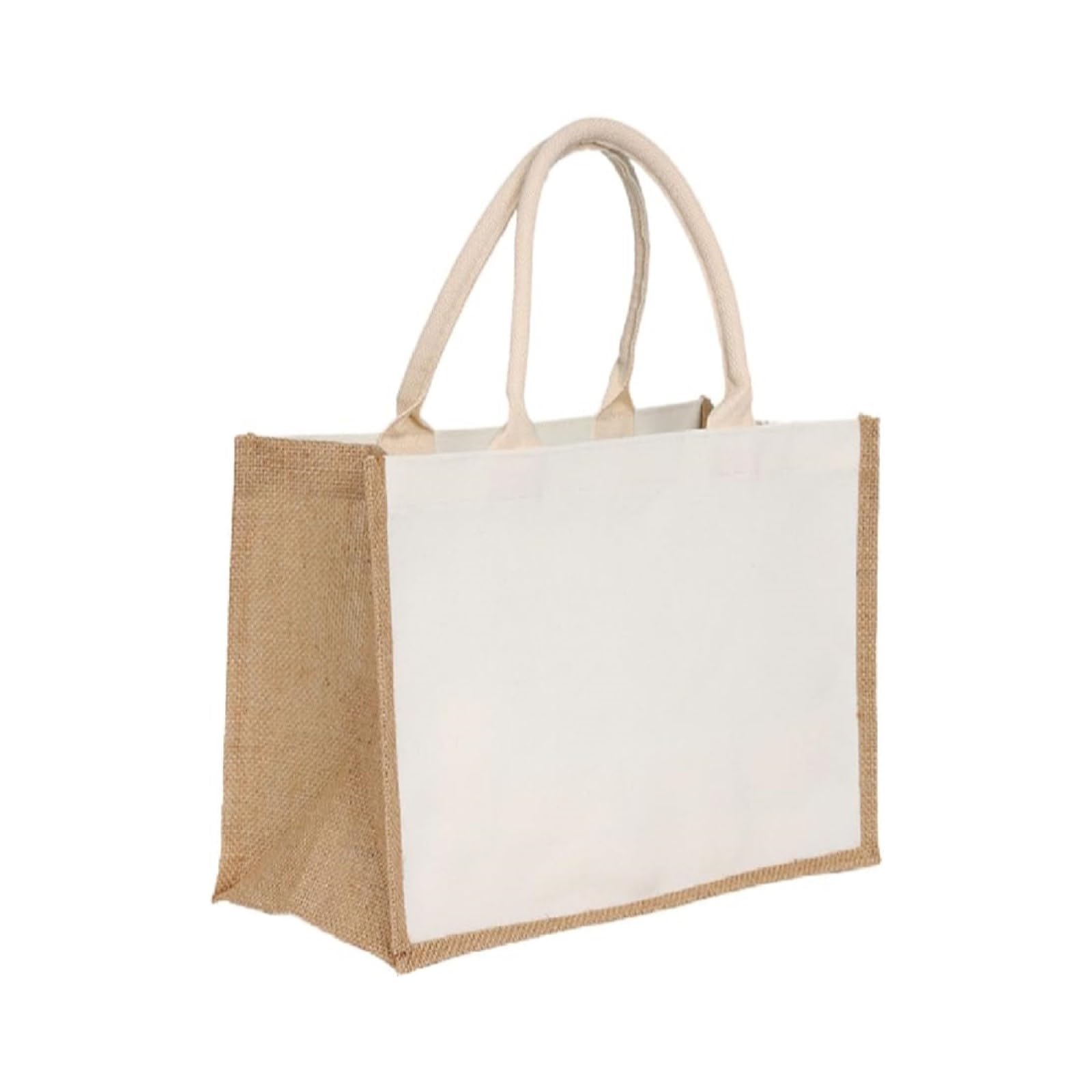 Borsa In Juta Naturale 30x25x15cm - Tote Bag Ecologica Con Sciarpa In Seta - Portaspesa - Foto 8