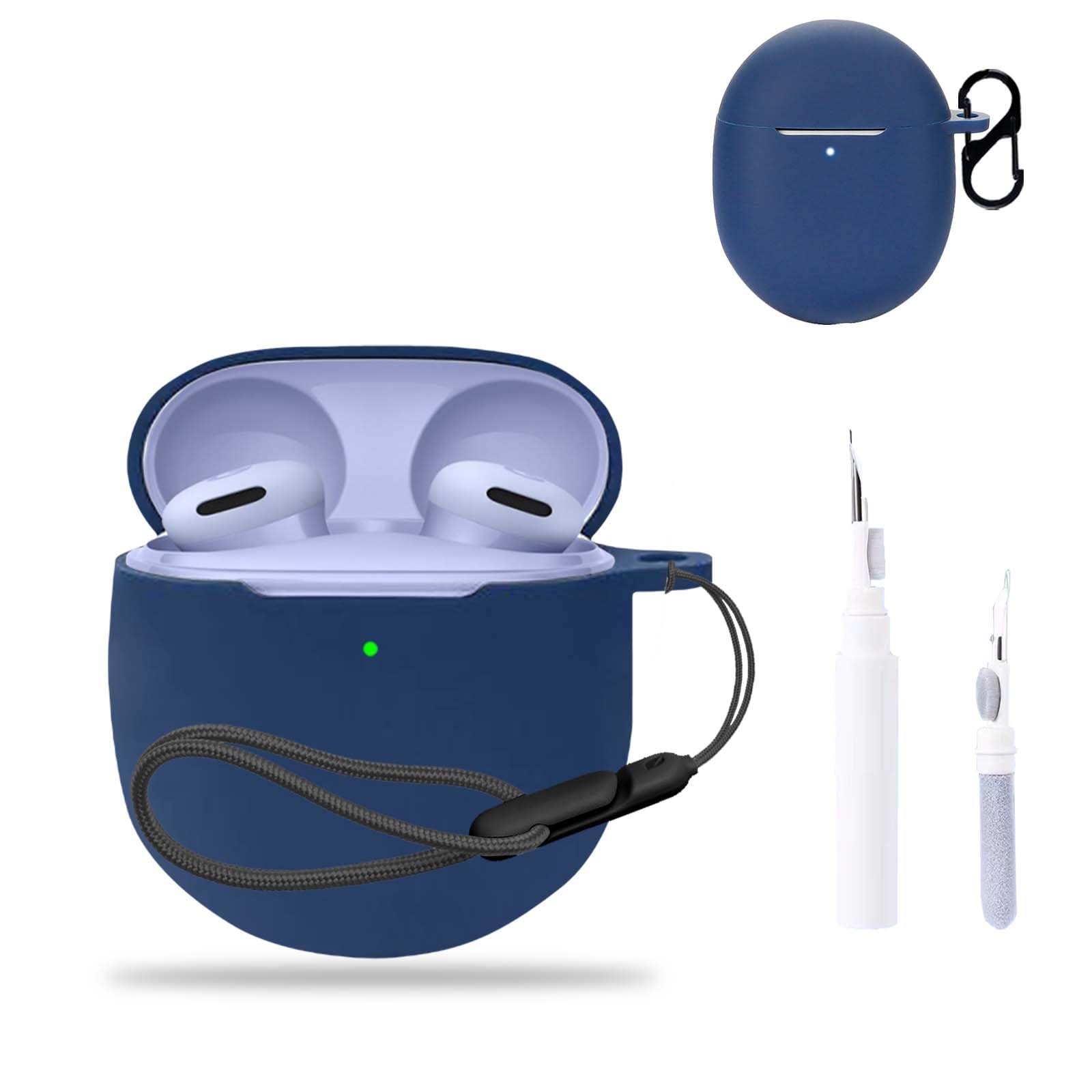 for Google Pixel Buds 2a Case Cover, Earphone Protective Cover(with Carabiner + Lanyard + Cleaning Pen) Drop-Proof,Scratch-Proof,Shock-Proof,Case for Google Pixel Buds 2a(Blue)