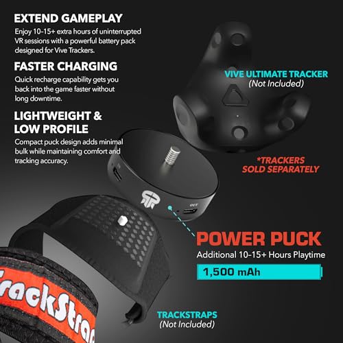 Image of Rebuff Reality Tracker Power Puck 3-Pack for Vive & Tundra VR Trackers | Hot Swappable, Extend Battery Life 10-15+ Hours, FBT for VRChat, Dance Dash, USB-C, Use w / Trackstrap, Trackers Not Included