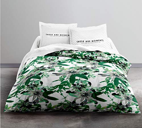 Today Enjoy Passiflore - Parure HC4 : Housse de Couette 240x260 + 2 Taies d’Oreiller 100% Coton