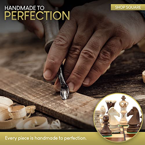 Wegiel AMBASSADOR EUROPEAN CHESS SET Handmade European Ambassador Chess Set - Wooden 21 Inch Beech & Birch Board thumb #3