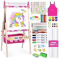 Joyooss Art Easel for Kids Easel for Toddlers,Adjustable Painting Station Wooden Easel Toddler Easels Kids Board Whiteboard & Chalk Board,Art Easel for Kid Age 4-8 9-12 Kid Easel