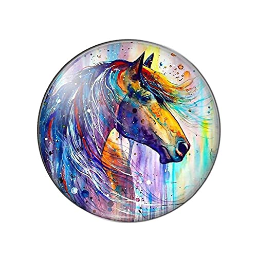 Triangle_Colorful Horse 10Pcs 12/18/20/25mm Round Flat Back Glass Cabochon - E - 25mm