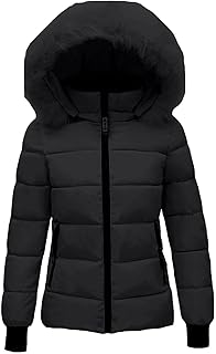 Puffer Jacket Women's Winter Lightweight Quilted Jacket Short Winter Jacket with Fur Hood Puffer Jacket Quilted Thick Warm Down Jacket Windproof Coat Outdoor Jackets