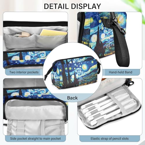 Image of SUABO Big Capacity Pencil Case, Van Gogh Starry Sky Pen Bag Pouch Holder Stationery Bag School College Office Organizer for Teen Adults Student