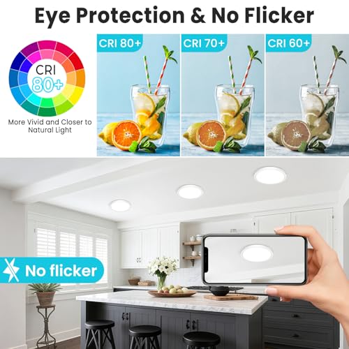 Image of libtit 7 inch Flush Mount LED Ceiling Light Fixture, 3000K-6500K Adjustable, 15W 1500lm White Satin Round Ceiling Lamp for Bathroom Hallway Kitchen Bedroom, 1 Pack
