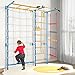 HONEY JOY Climbing Toys for Toddlers, Upgrade Metal Indoor Kids Gym for Solid Wall, Playground and Climbing Exercise Set with Rope Ladder, Pull-up Bar, Monkey Bars, Gymnastic Rings (7 in 1)