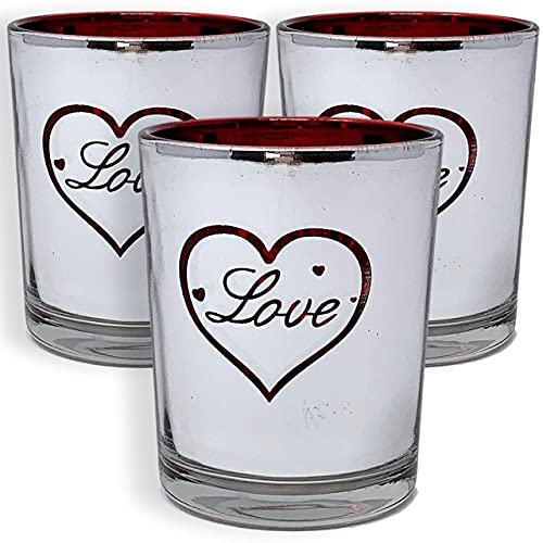 Love Heart Votive & Tealight Holders Set Of 3 Metallic Candle Holders Including Three Led Tealights #TOP6