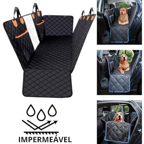 Capa Protetora Banco Traseiro Pet Cães Gatos Passagem Cinto 4 em 1