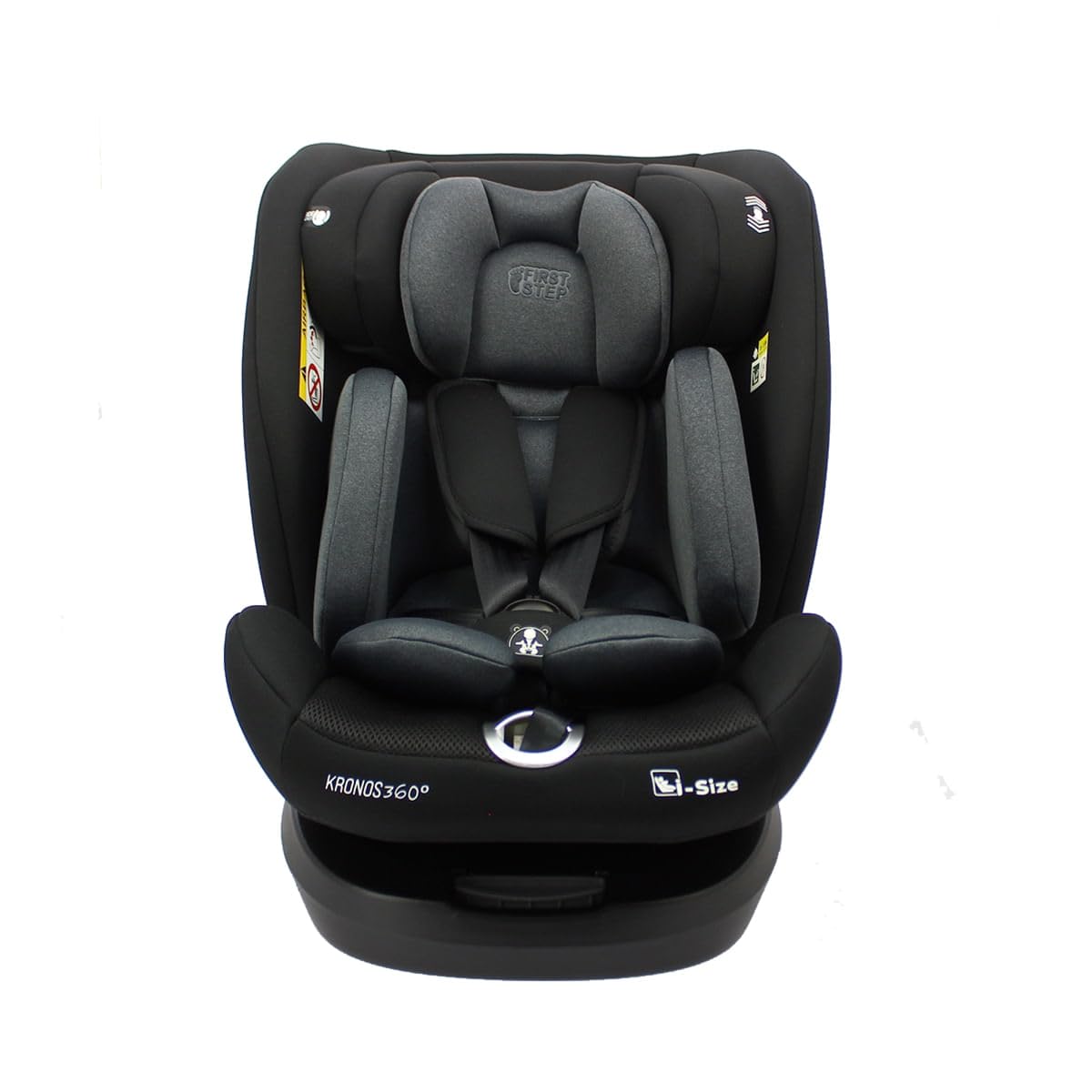 First Step Kronos 360° Silla Coche Bebé i-Size (40-150 cm), Silla Coche ISOFIX Giratoria, Grupo 0/1/2/3, Contramarcha hasta 4 Años, Reclinable 4 Posiciones, Arnés 5 Puntos, 0-12 Años, Negro
