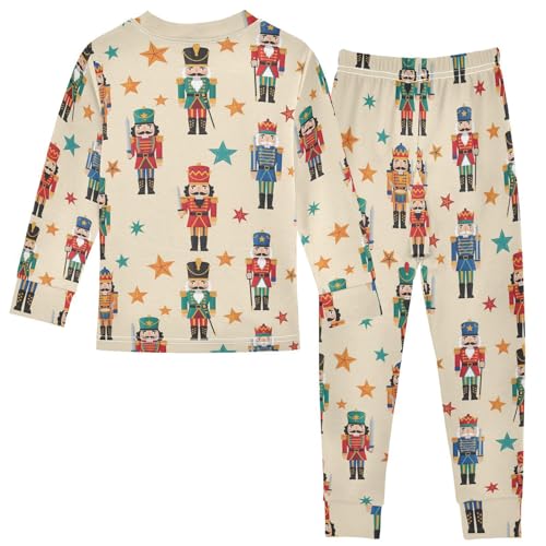 Pajama Sets Long Sleeve Nutcracker Soldier Star Pattern Soft Comfy Sleepwear 2 Piece PJS 3-8T3