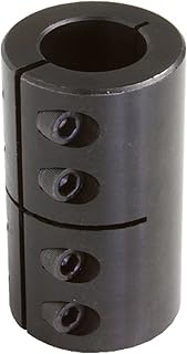 Climax Part ISCC-025-025 Mild Steel, Black Oxide Plating Clamping Coupling, 1/4 inch X 1/4 inch bore, 11/16 inch OD, 1 1/8 inch Length, 4-40 x 3/8 Clamp Screw