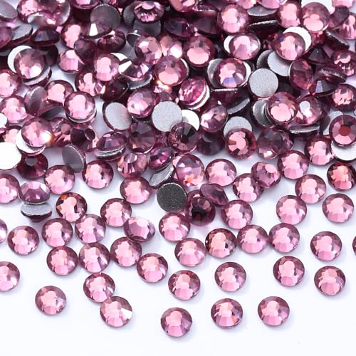 Image of Light Amethyst Flatback Rhinestones, Glass Rhinestones for Nail Art and Craft, Glue Fix, Loose Crystal Gemstones(Lt.Amethyst, SS4, 2880pcs, 1.5-1.7mm)