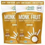 Health Garden Monk Fruit Sweetener, Classic - Non GMO - Gluten Free - Sugar Substitute - Kosher - Keto Friendly (1 Pound (2 Packs))