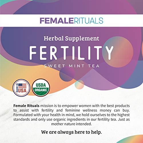 Female Rituals Peppermint Fertility Tea 30 Cups/15 Sachets - Organic Blend Of Herbs Chaste Berries, Nettle Leaf, Passionflower & Lady's Mantle - Sweet Mint Flavor Female Fertility Boost #TOP5