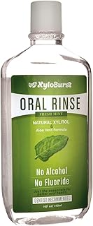 XyloBurst Fresh Breath Oral Rinse Mouth Wash with Natural Xylitol - Alcohol-Free, Fluoride Free, SLS Free Cool Mint (16 OZ)