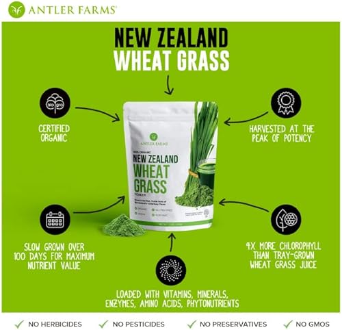 Miniatura 5 de Antler Farms - Polvo de pasto de trigo 100 puro orgánico de Nueva Zelanda 40 porciones 007 onzas - crudo vegano sin gluten rico en nutrientes hierba