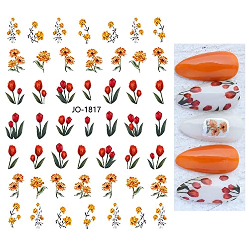 Nail Art Sticker Pink Plums Florals Sakura Cherry Blossoms Flowers Wintersweet Back Glue Nail Stickers,Jo1817 #TOP7