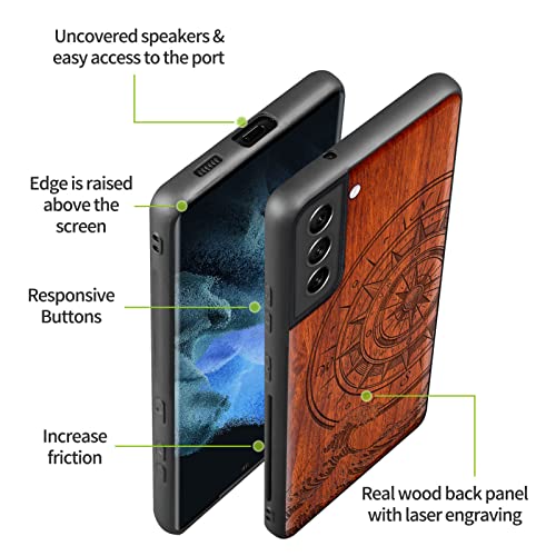 Coque Samsung S22 Plus anti-choc et anti-rayure étui bois Carveit