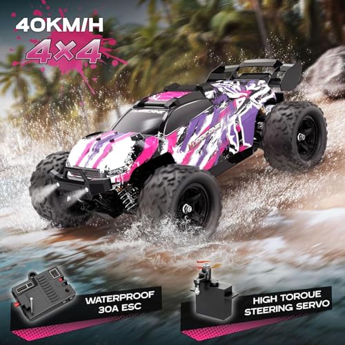 Image of Samtop 1:18 High-Speed Remote Control RC Car, 40+ KM /H 4WD Off-Road RC Truck, Includes Rechargeable 1200mAh Batteries, Aged 8-12. This Makes it an Excellent Gifts Option for Birthdays